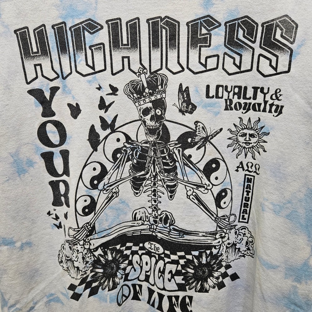 Your Highness Graphic T Shirt Tie Dye Skeleton Skull Crown Med - Picture 3 of 9